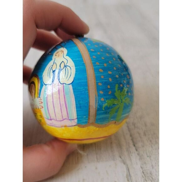 Jesus nativity scene ball ornaments palm tree Xmas decor - Picture 4 of 9